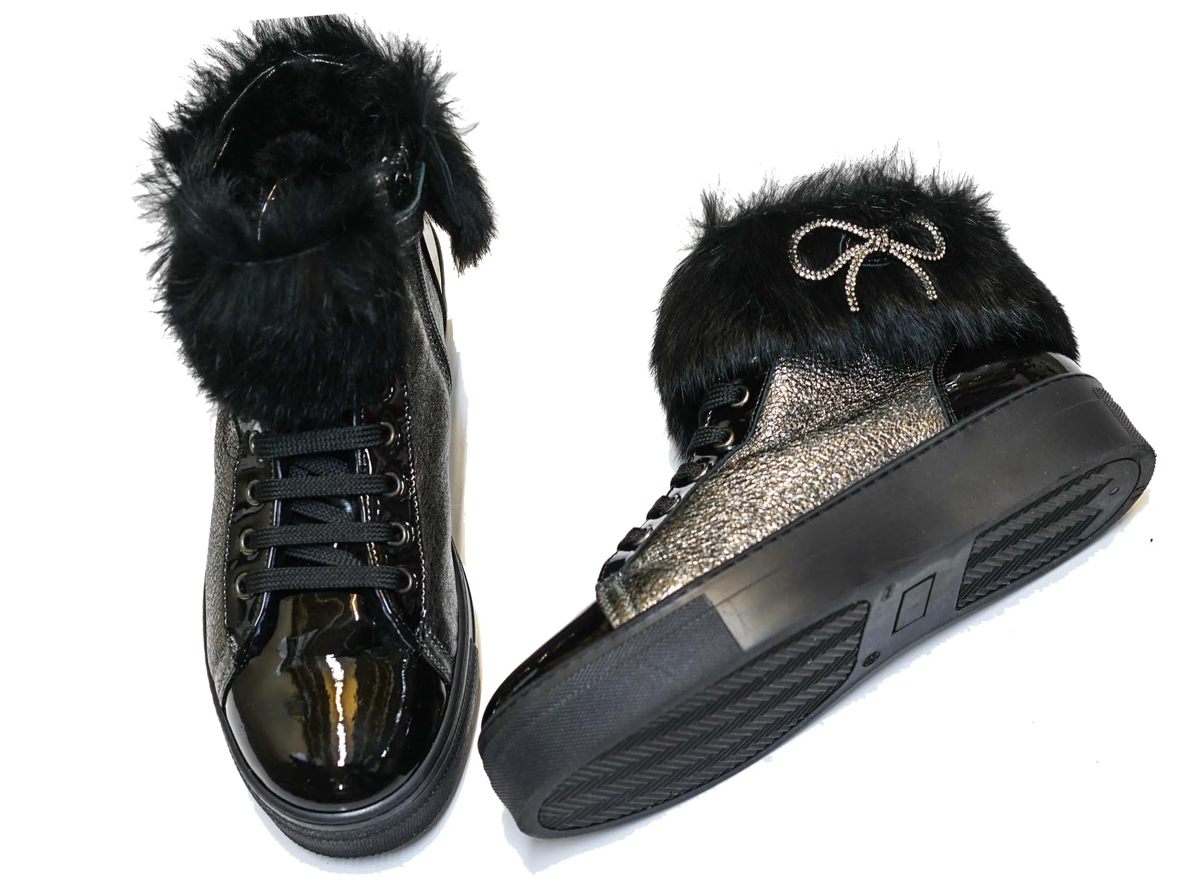 Morelli Women's Black Lace Up Glitter Boot 50522  40% OFF