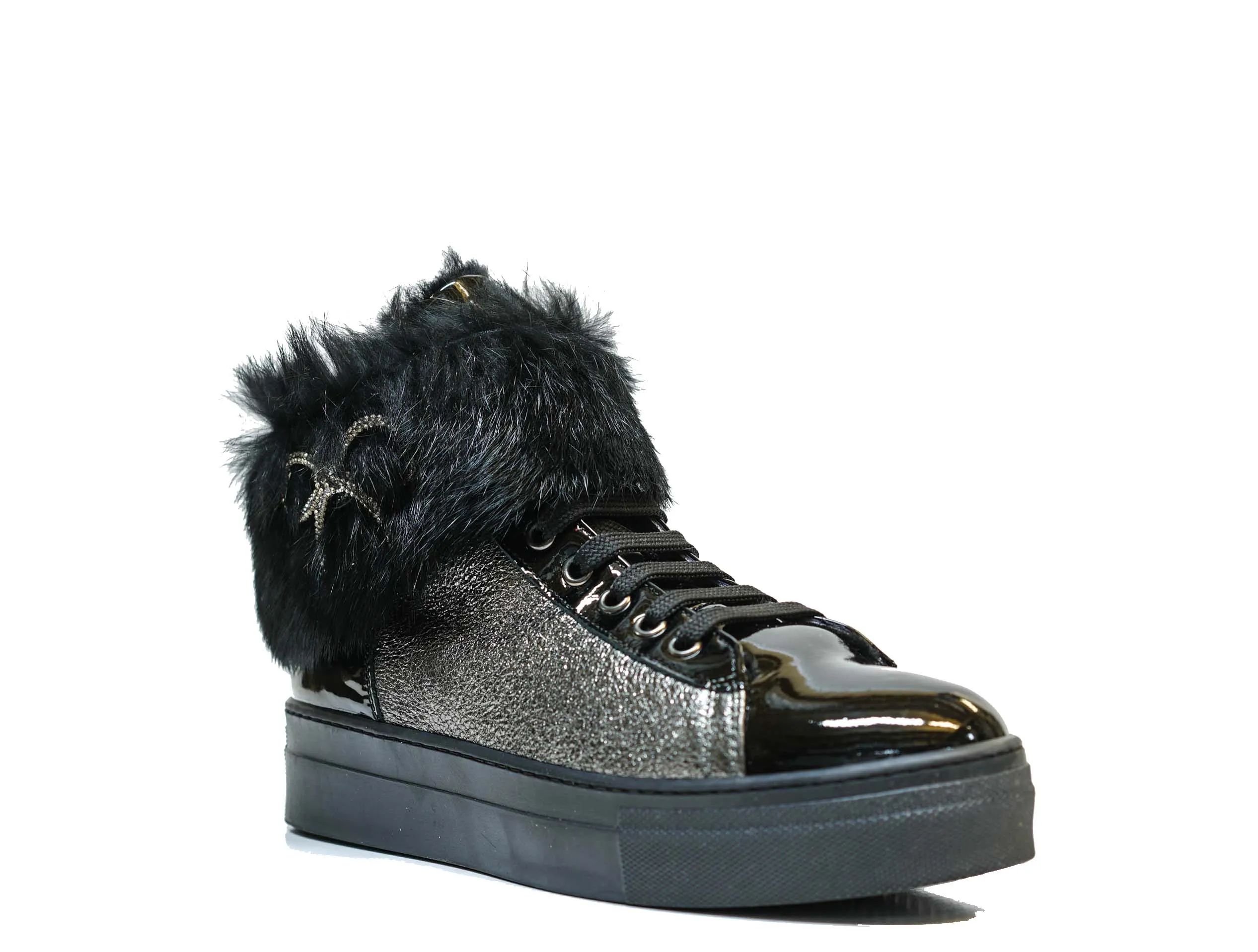 Morelli Women's Black Lace Up Glitter Boot 50522  40% OFF