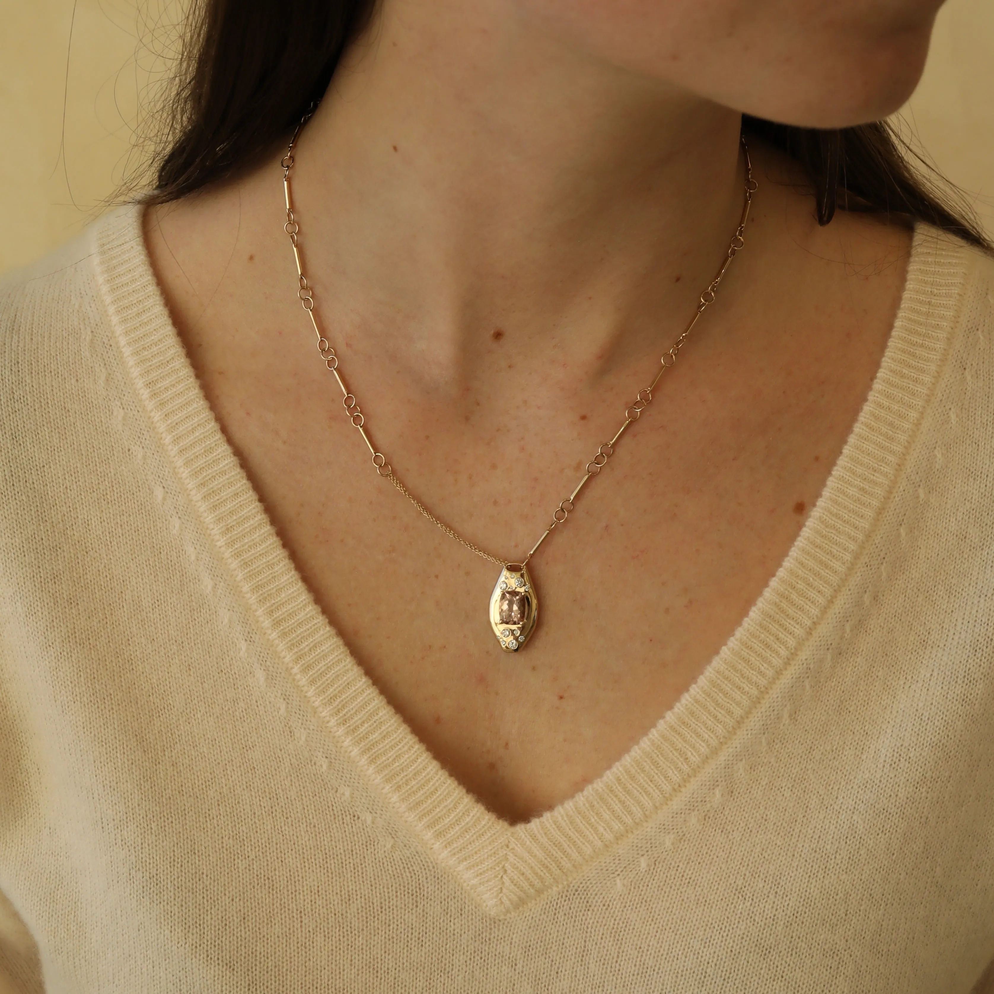 Morganite Slipper Necklace - Sample