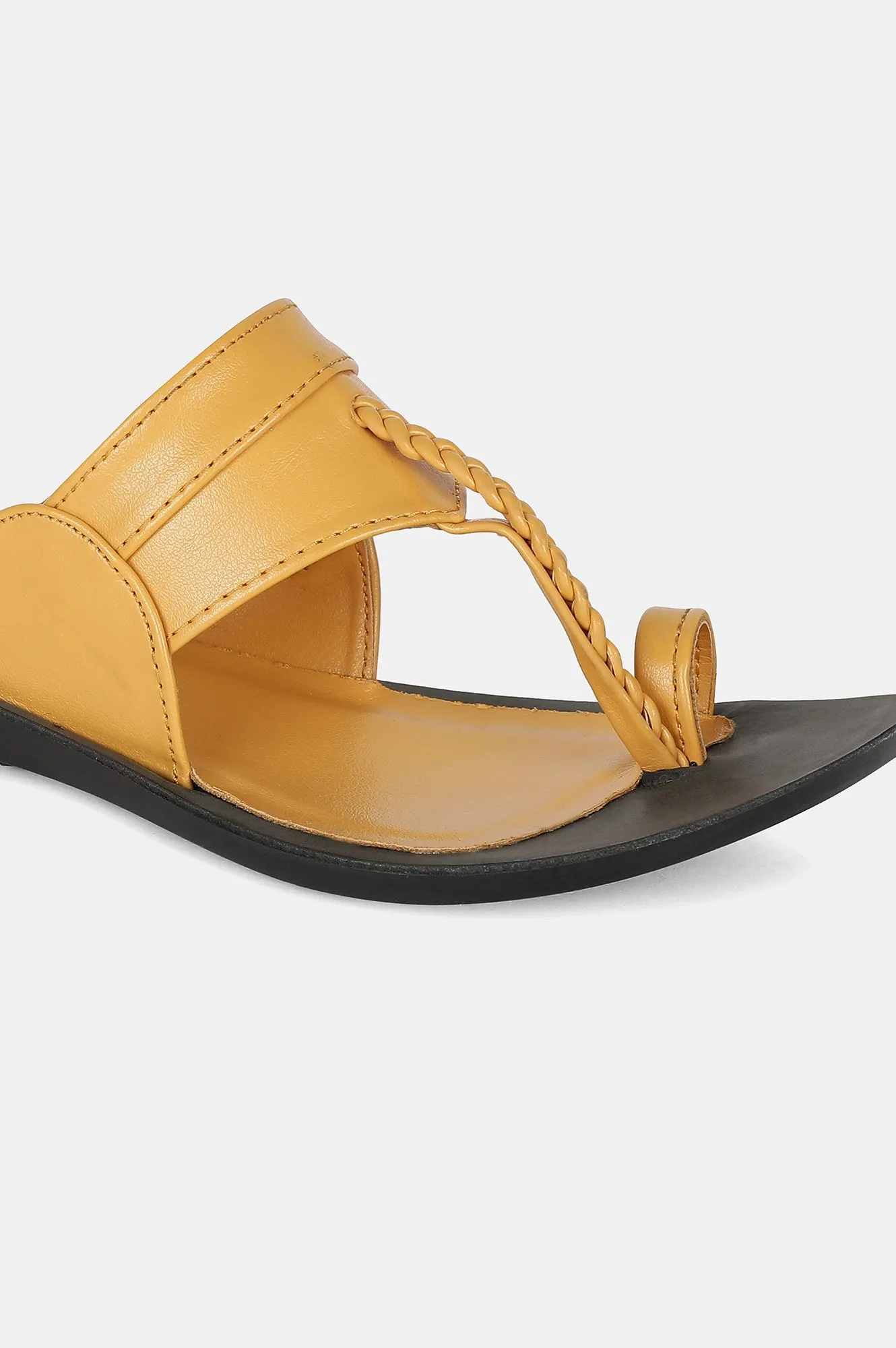 Mustard Almond Toe Solid Flat - ZDarlene