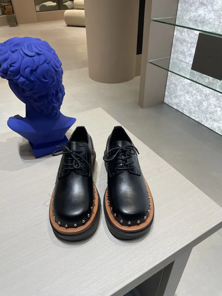 NEW & INSTOCK - Korean European Style Leather High Sole Lace Up Shoes