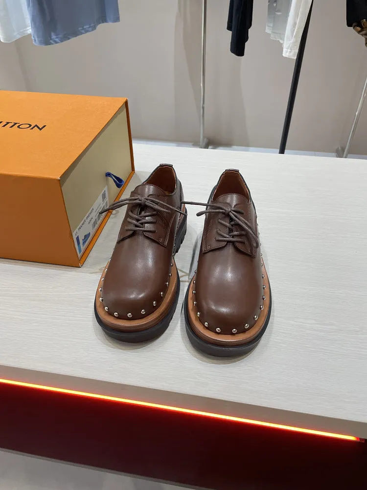 NEW & INSTOCK - Korean European Style Leather High Sole Lace Up Shoes