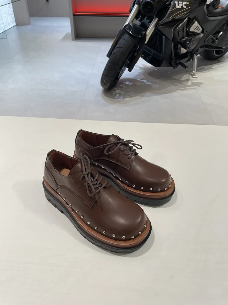 NEW & INSTOCK - Korean European Style Leather High Sole Lace Up Shoes