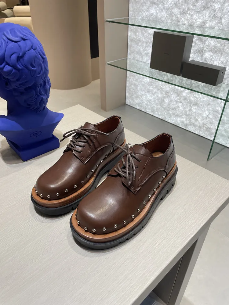 NEW & INSTOCK - Korean European Style Leather High Sole Lace Up Shoes