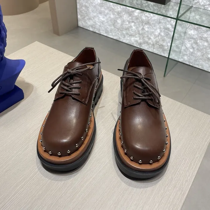 NEW & INSTOCK - Korean European Style Leather High Sole Lace Up Shoes