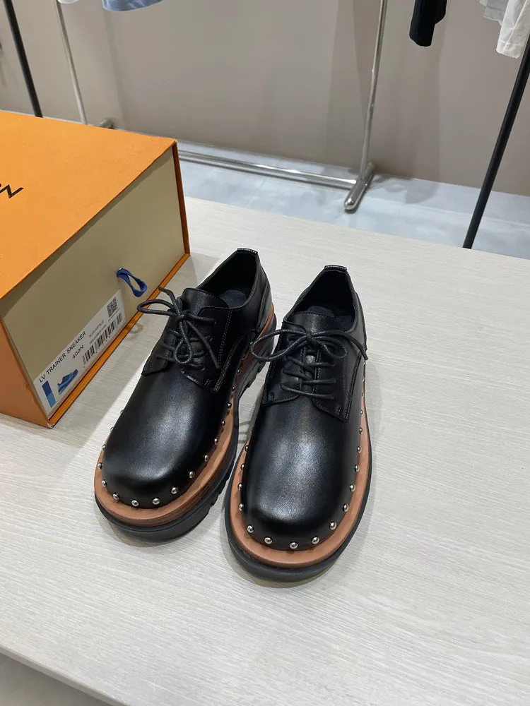 NEW & INSTOCK - Korean European Style Leather High Sole Lace Up Shoes