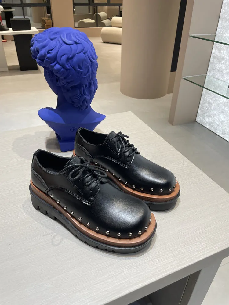 NEW & INSTOCK - Korean European Style Leather High Sole Lace Up Shoes