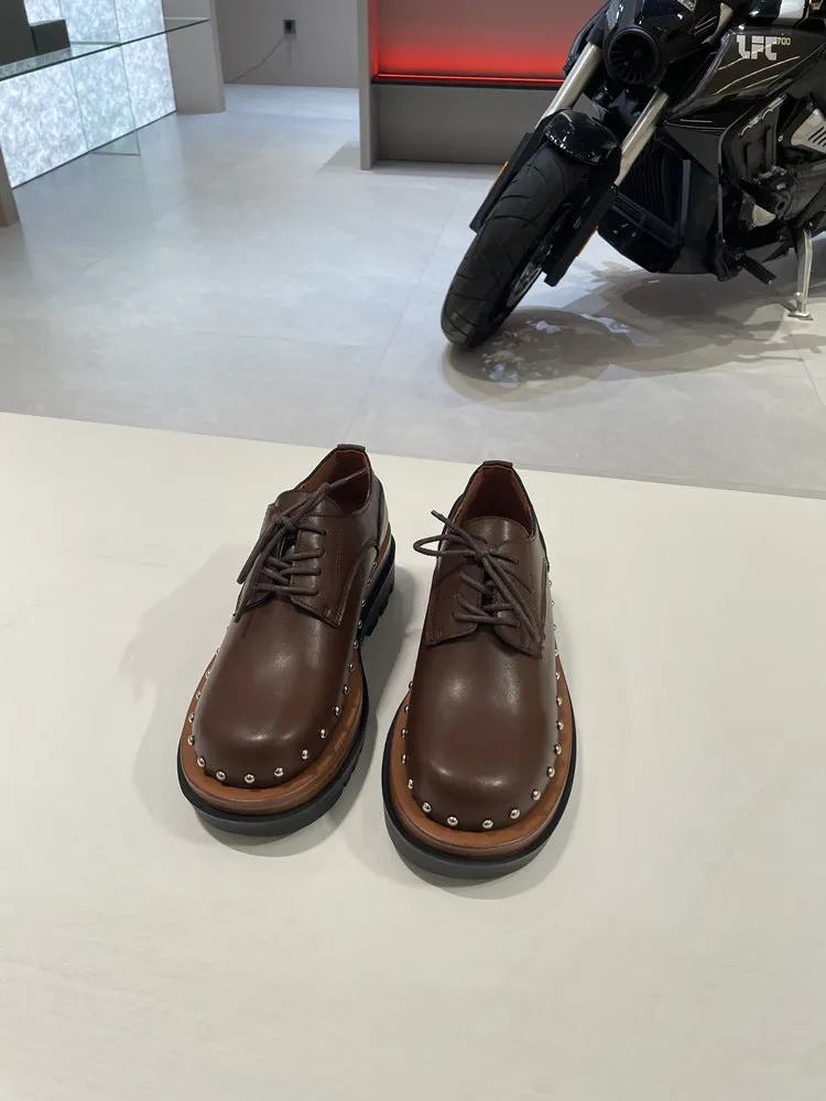 NEW & INSTOCK - Korean European Style Leather High Sole Lace Up Shoes