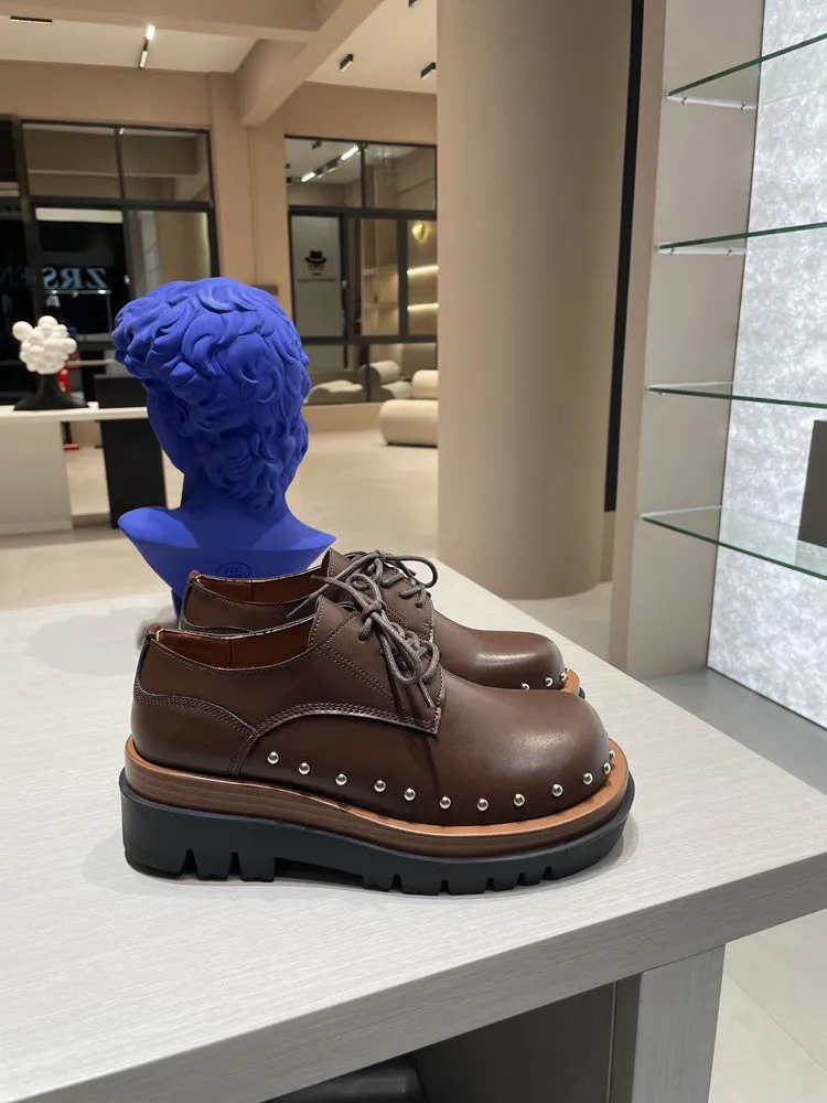 NEW & INSTOCK - Korean European Style Leather High Sole Lace Up Shoes