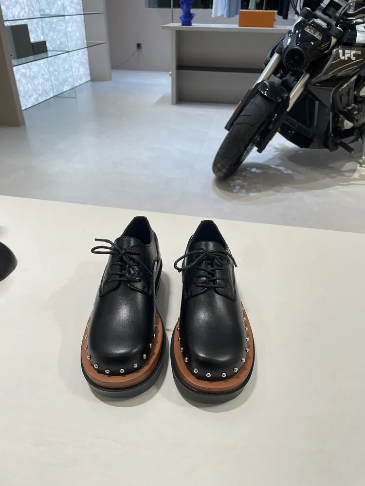 NEW & INSTOCK - Korean European Style Leather High Sole Lace Up Shoes