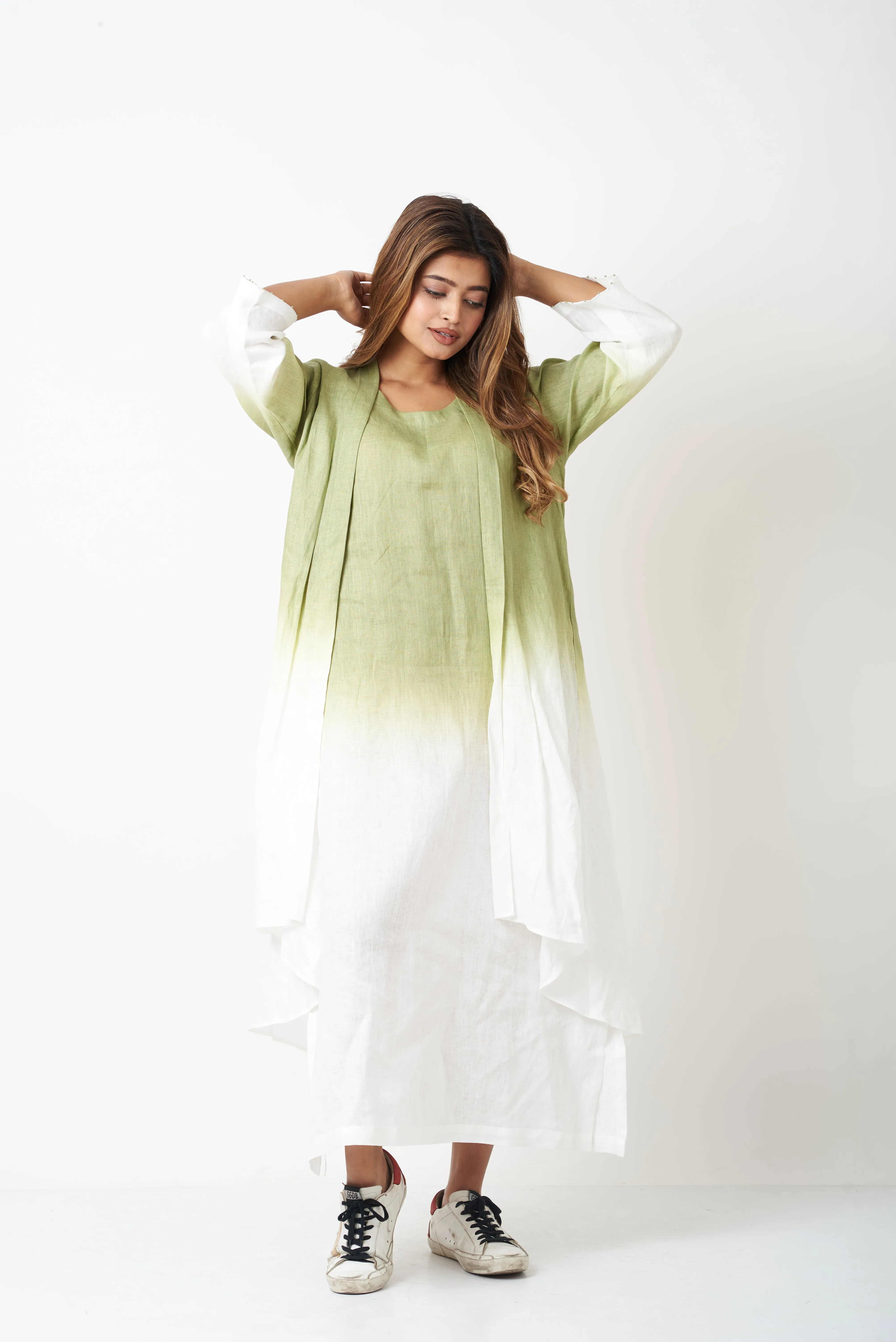 OMBRE LAYERED DRESS - GREEN