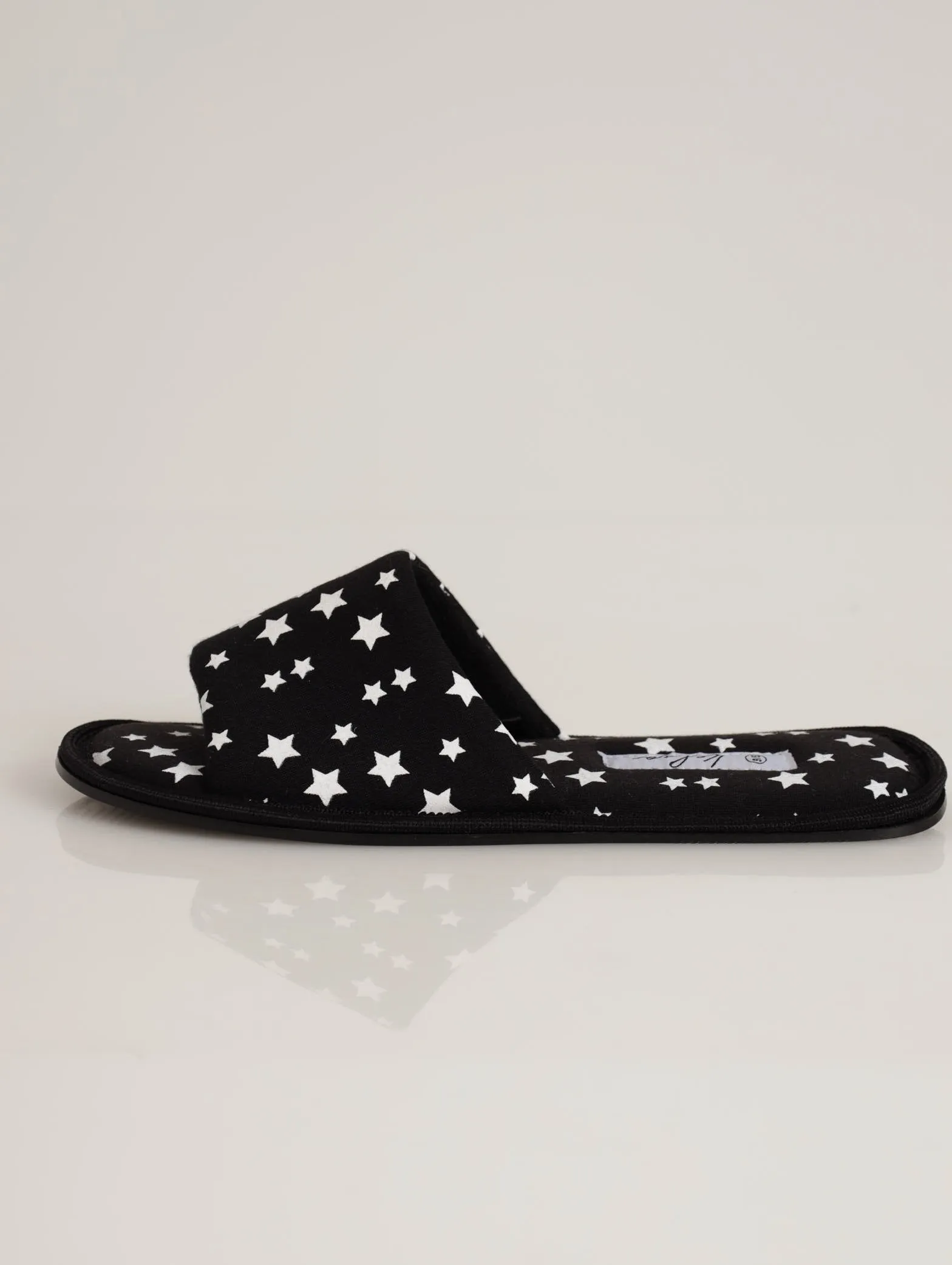Open Toe Star Slipper - Black