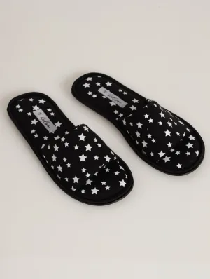 Open Toe Star Slipper - Black