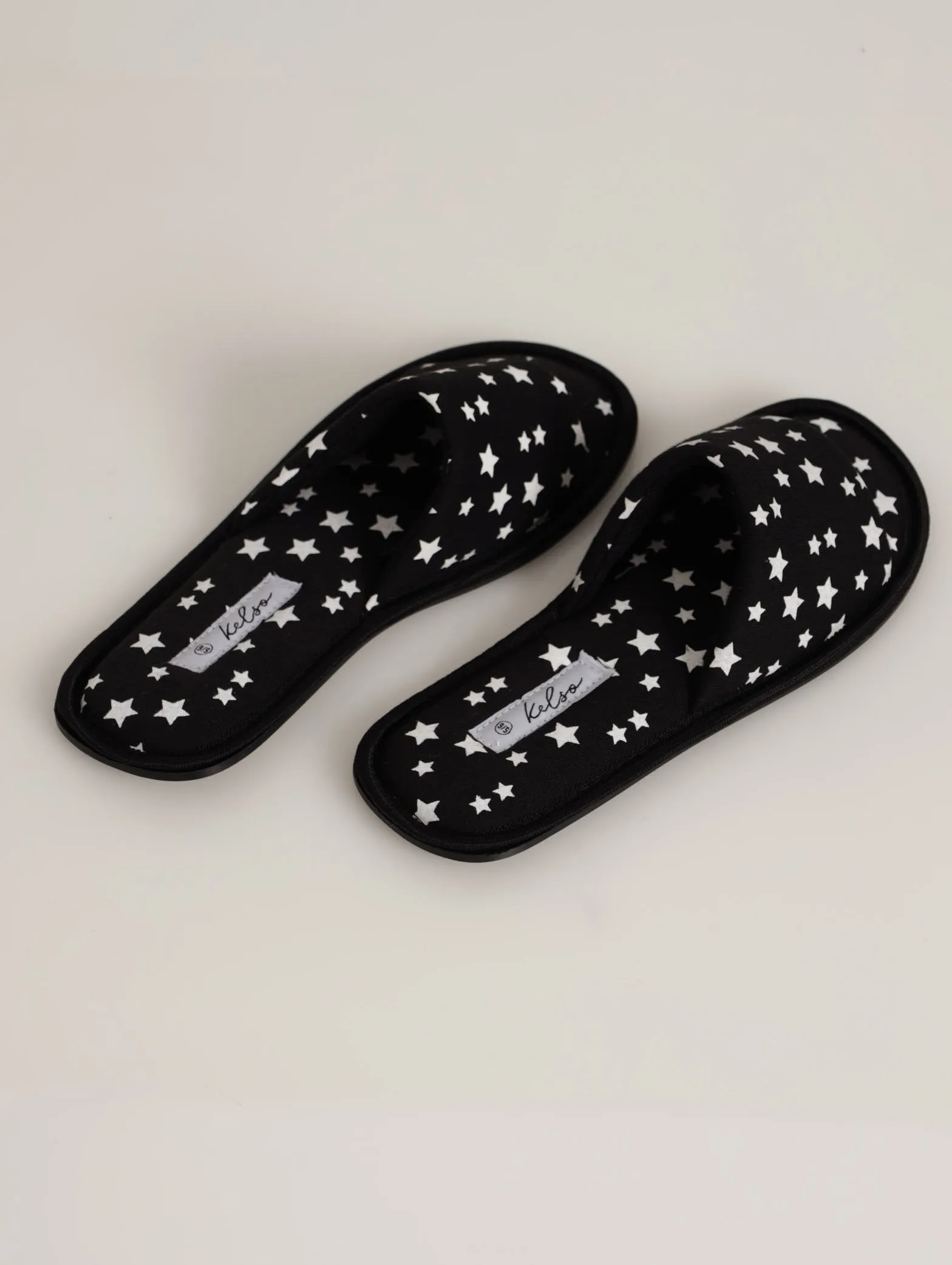 Open Toe Star Slipper - Black