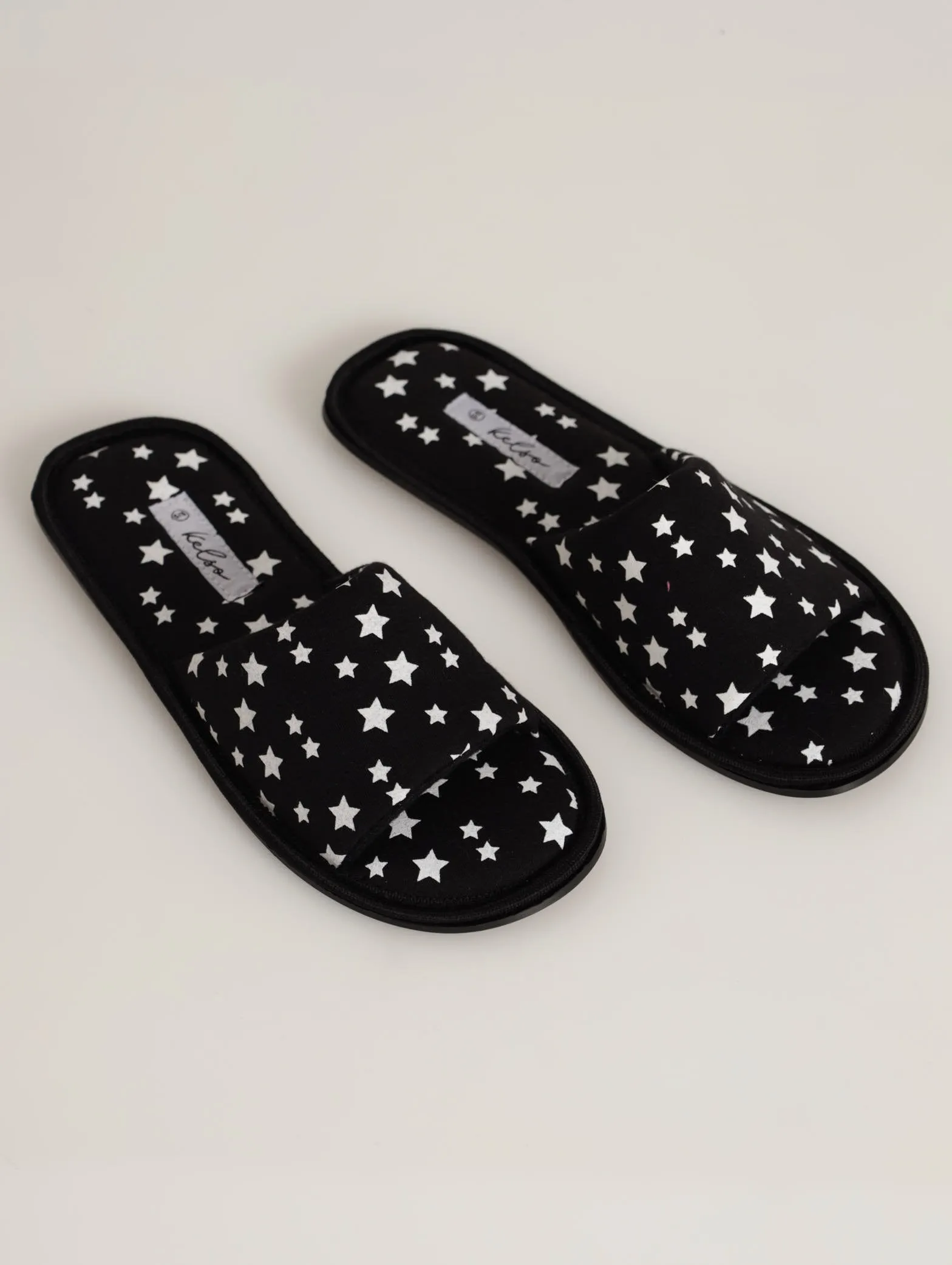 Open Toe Star Slipper - Black
