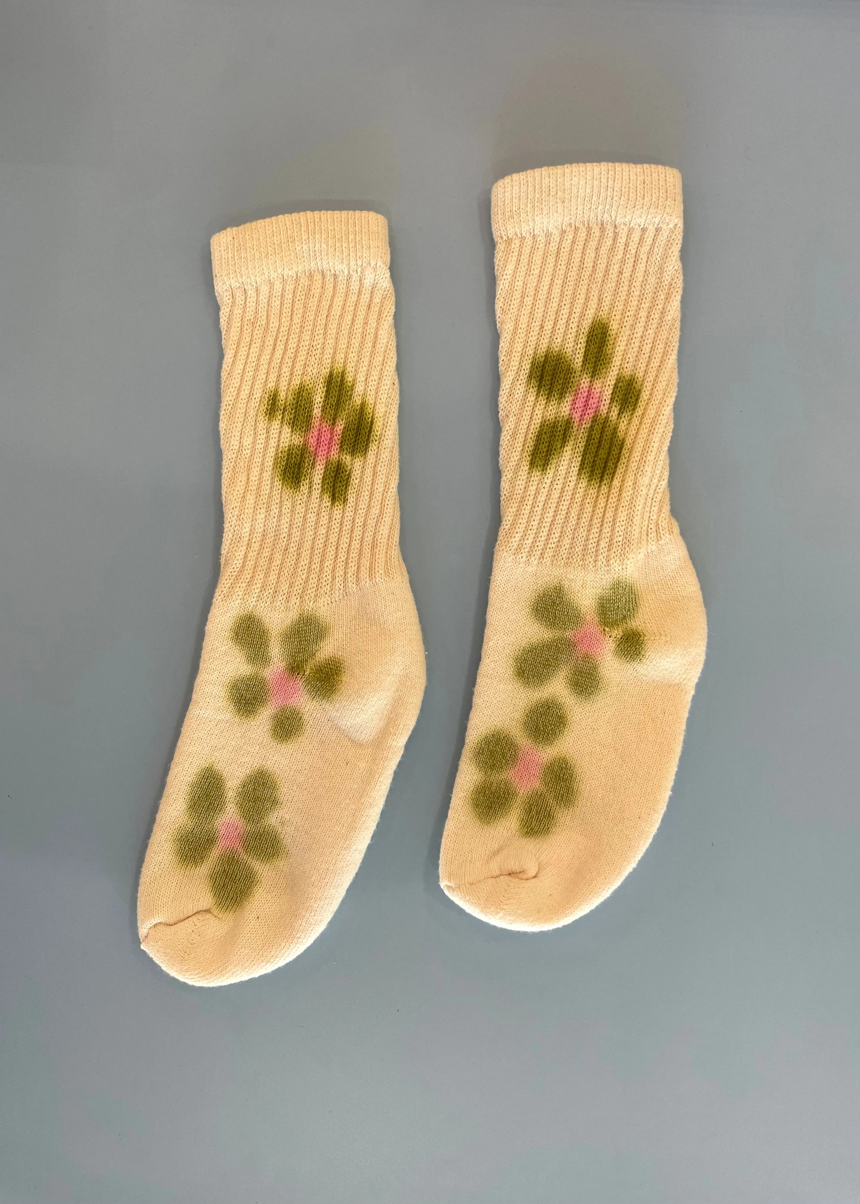 Organic Crew Sock - Green & Pink