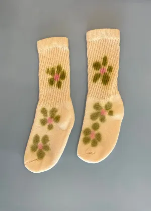 Organic Crew Sock - Green & Pink