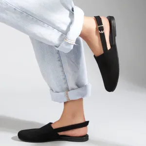 Palermo Black Flat Sandals For Women