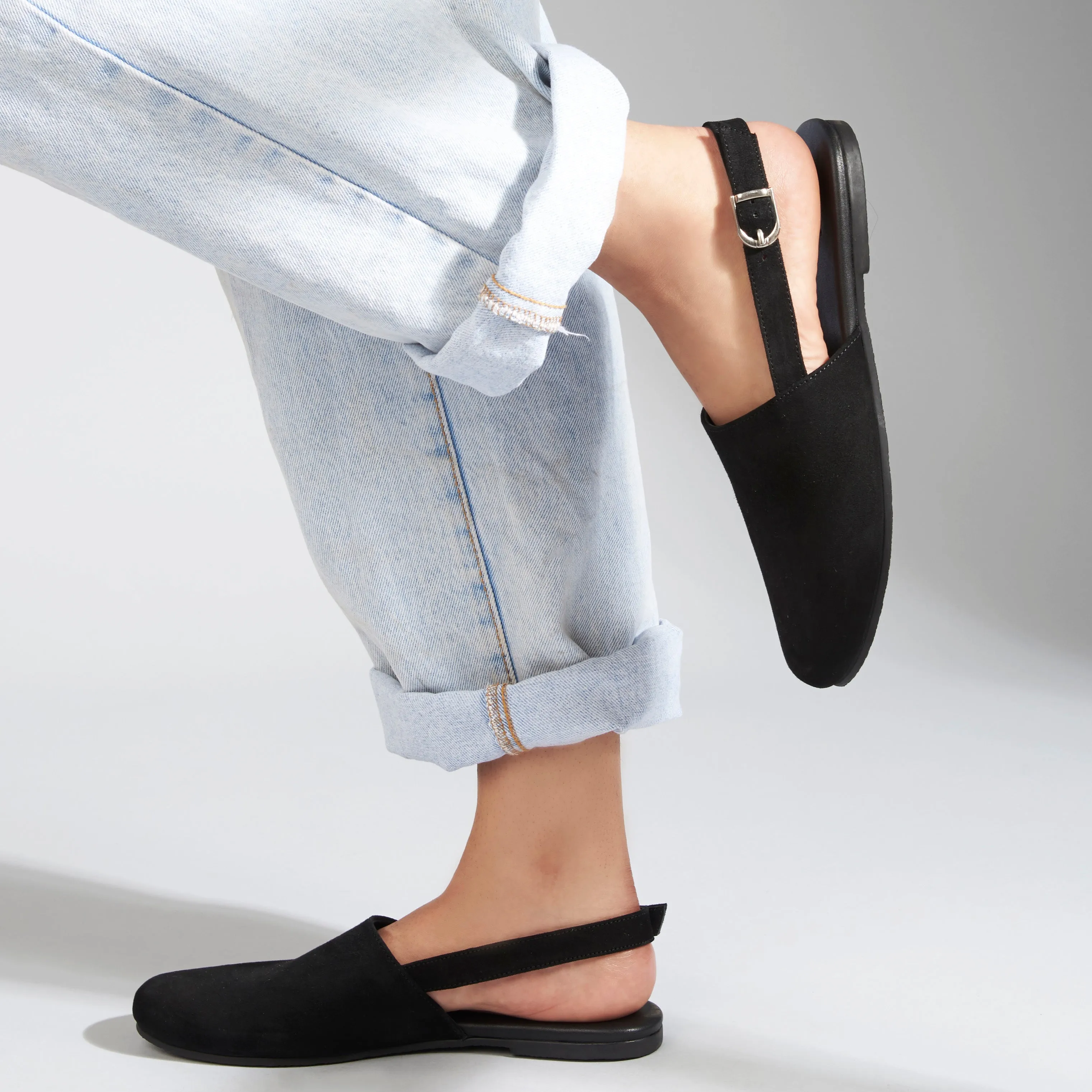 Palermo Black Flat Sandals For Women