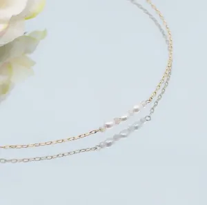 Pearl Line Necklace and Earrings Set