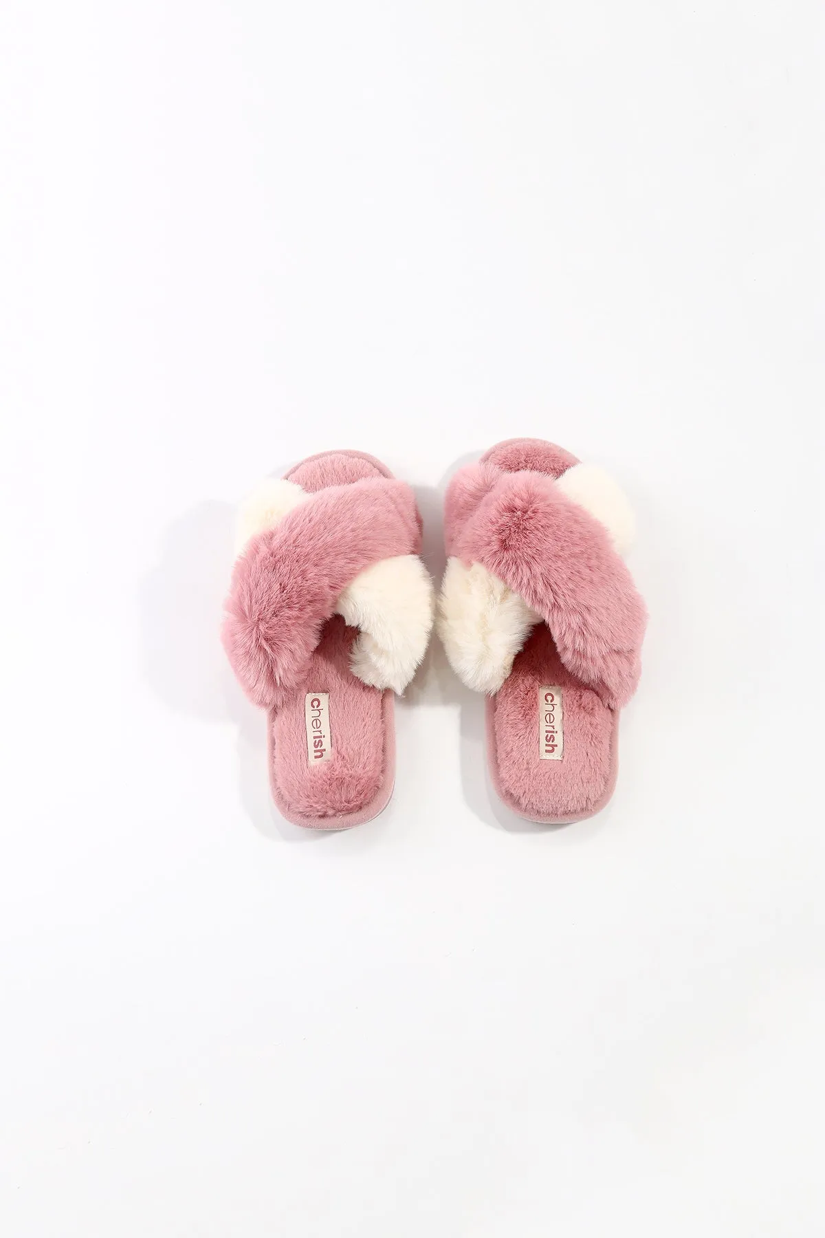 Pink Contrast Faux Fur Mule Slipper