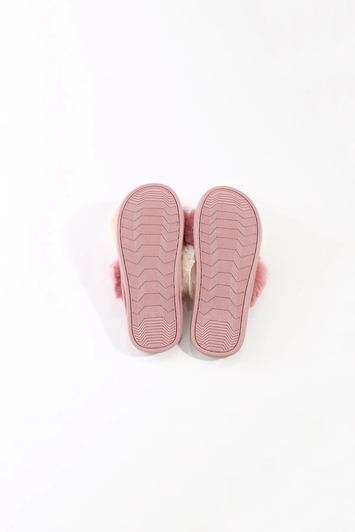 Pink Contrast Faux Fur Mule Slipper