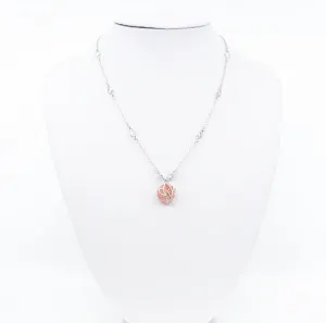 Pink Lotus Necklace and Earrings Set