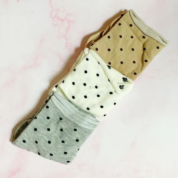 Precious Polka Dot Socks – 3 Pair Set with Rolled Top Comfort