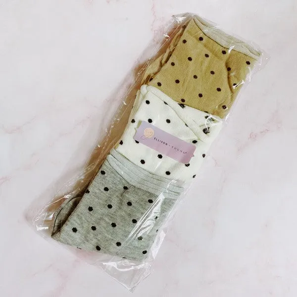 Precious Polka Dot Socks – 3 Pair Set with Rolled Top Comfort