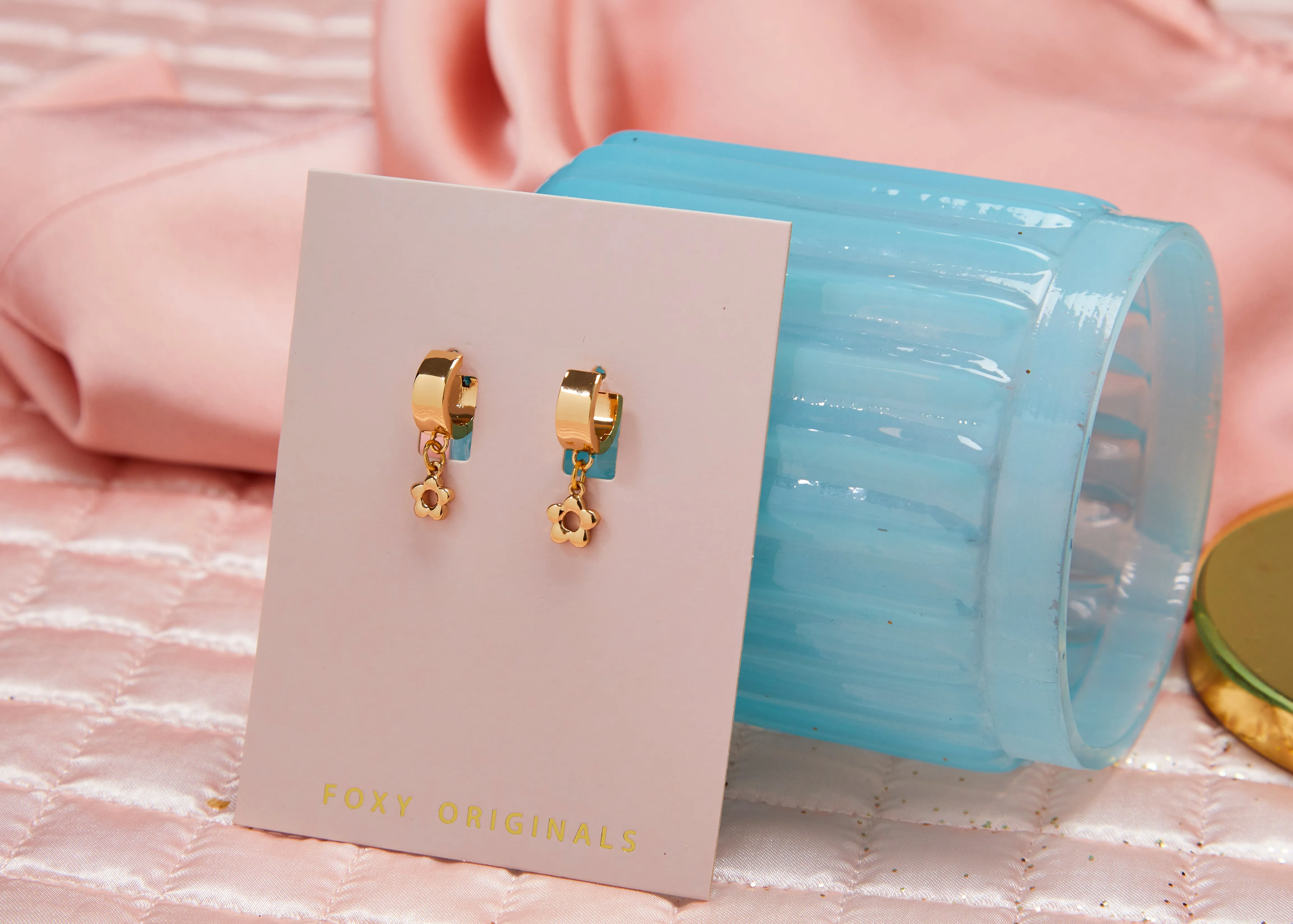 Puffy Flower Earrings in Rose Gold