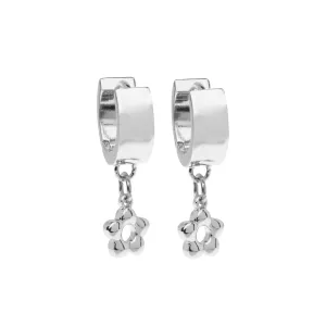Puffy Flower Earrings in Silver