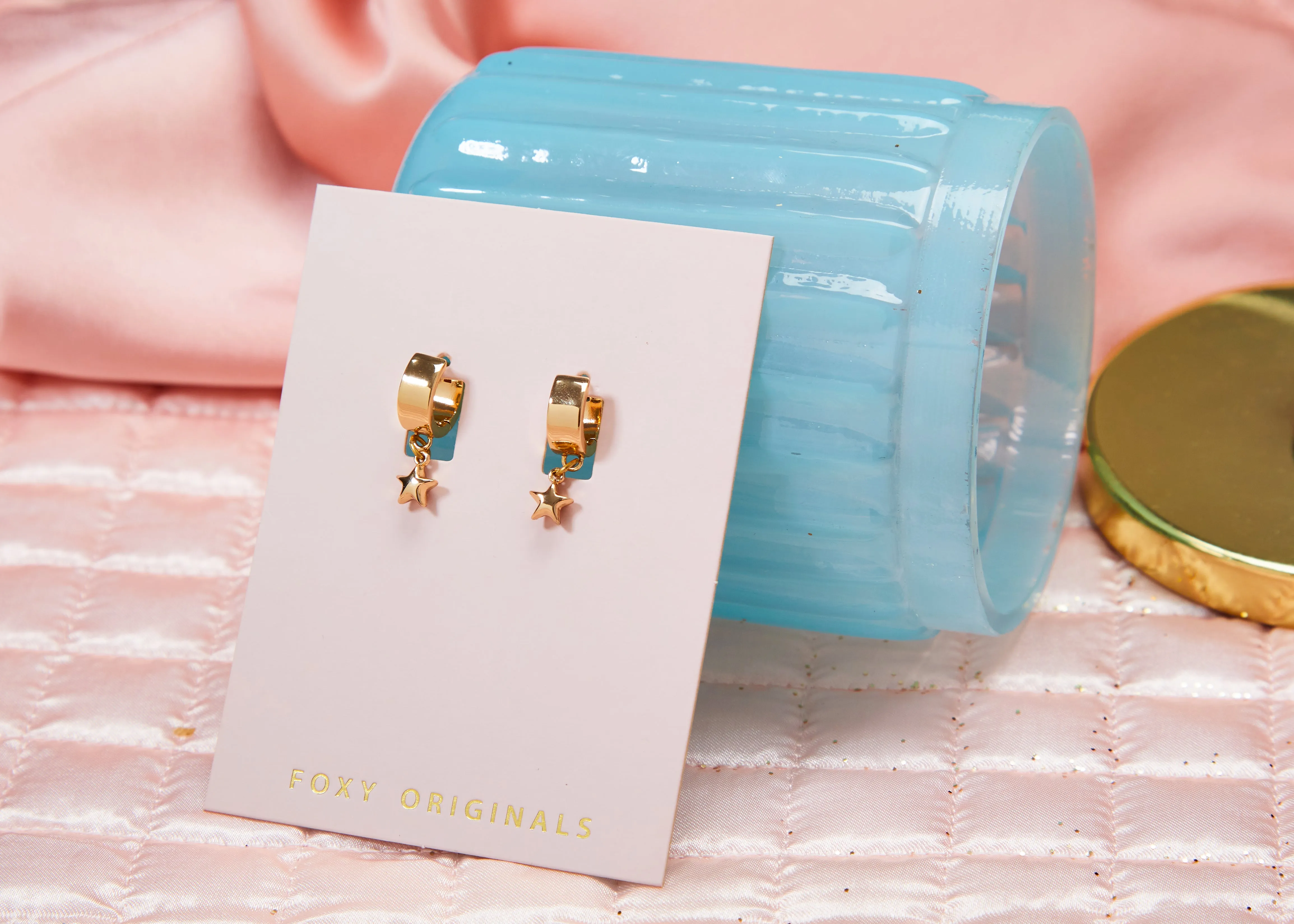 Puffy Star Earrings in Rose Gold