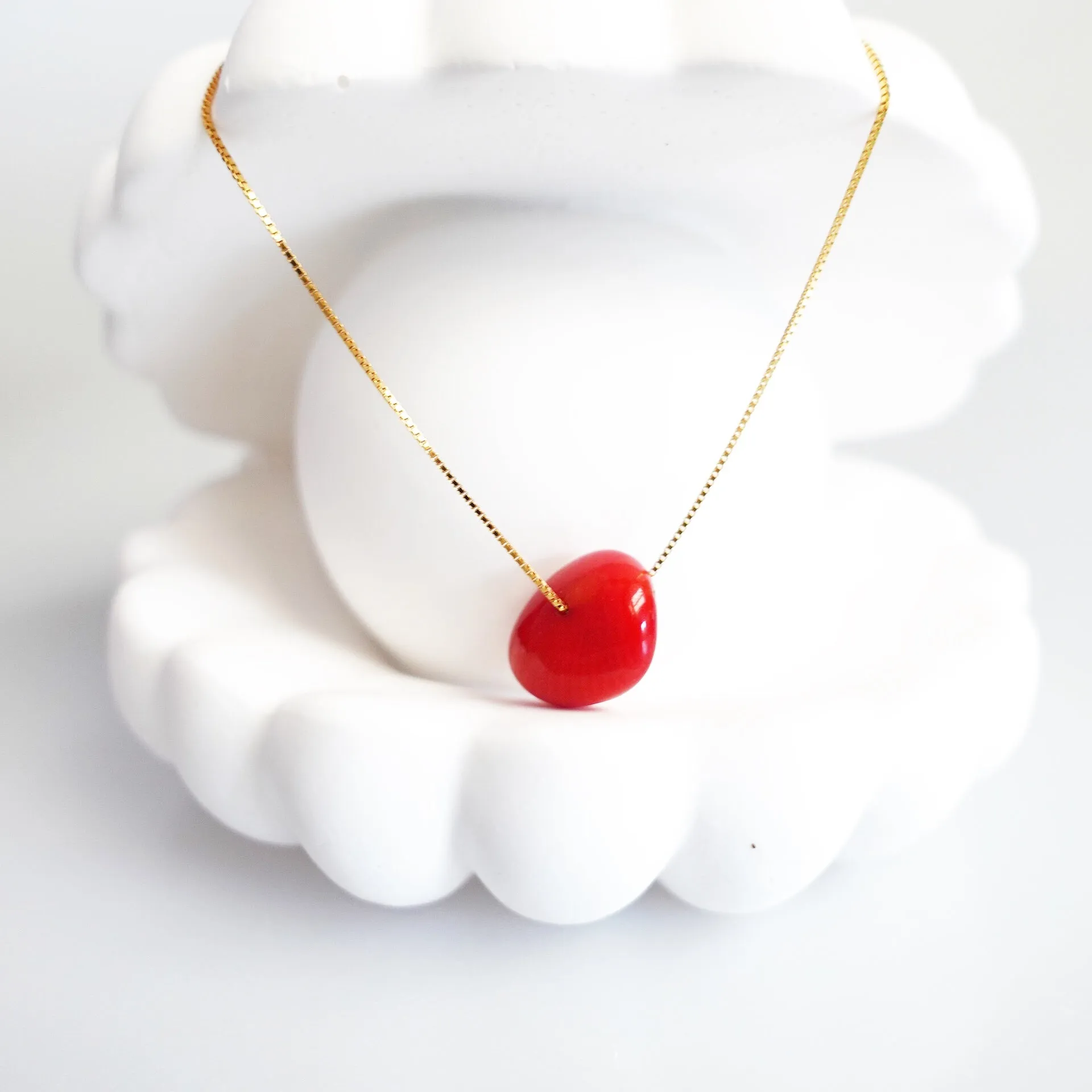 Red Coral Pendant Necklace