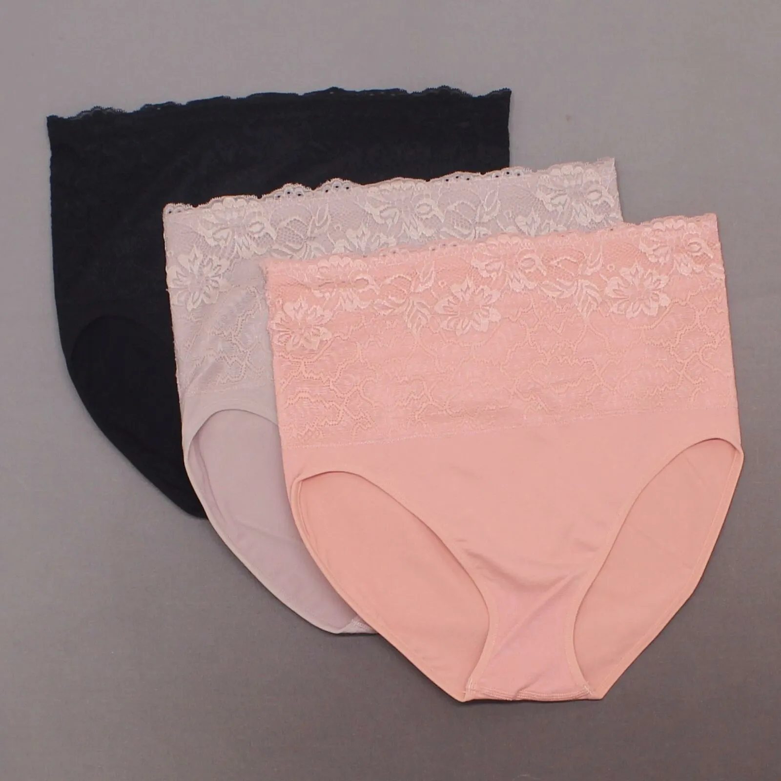 Rhonda Shear 3 Pack Cotton Blend Ahh Panties With Lace Overlay