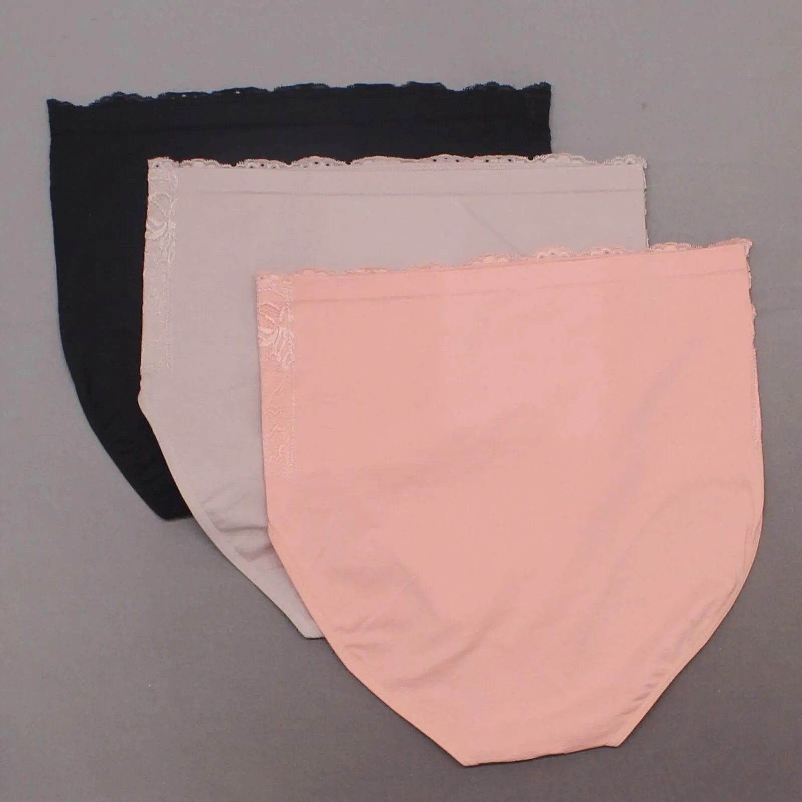 Rhonda Shear 3 Pack Cotton Blend Ahh Panties With Lace Overlay