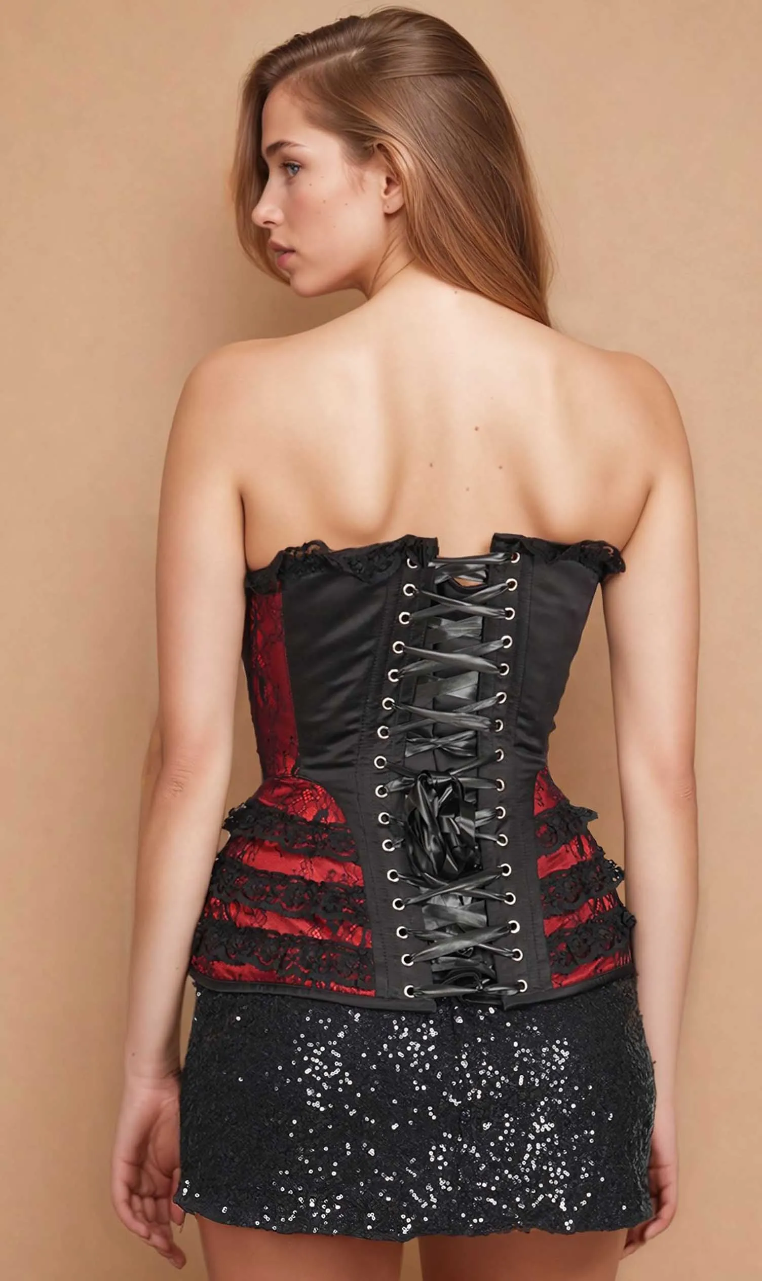 Risika Satin Lace Overlay Corset