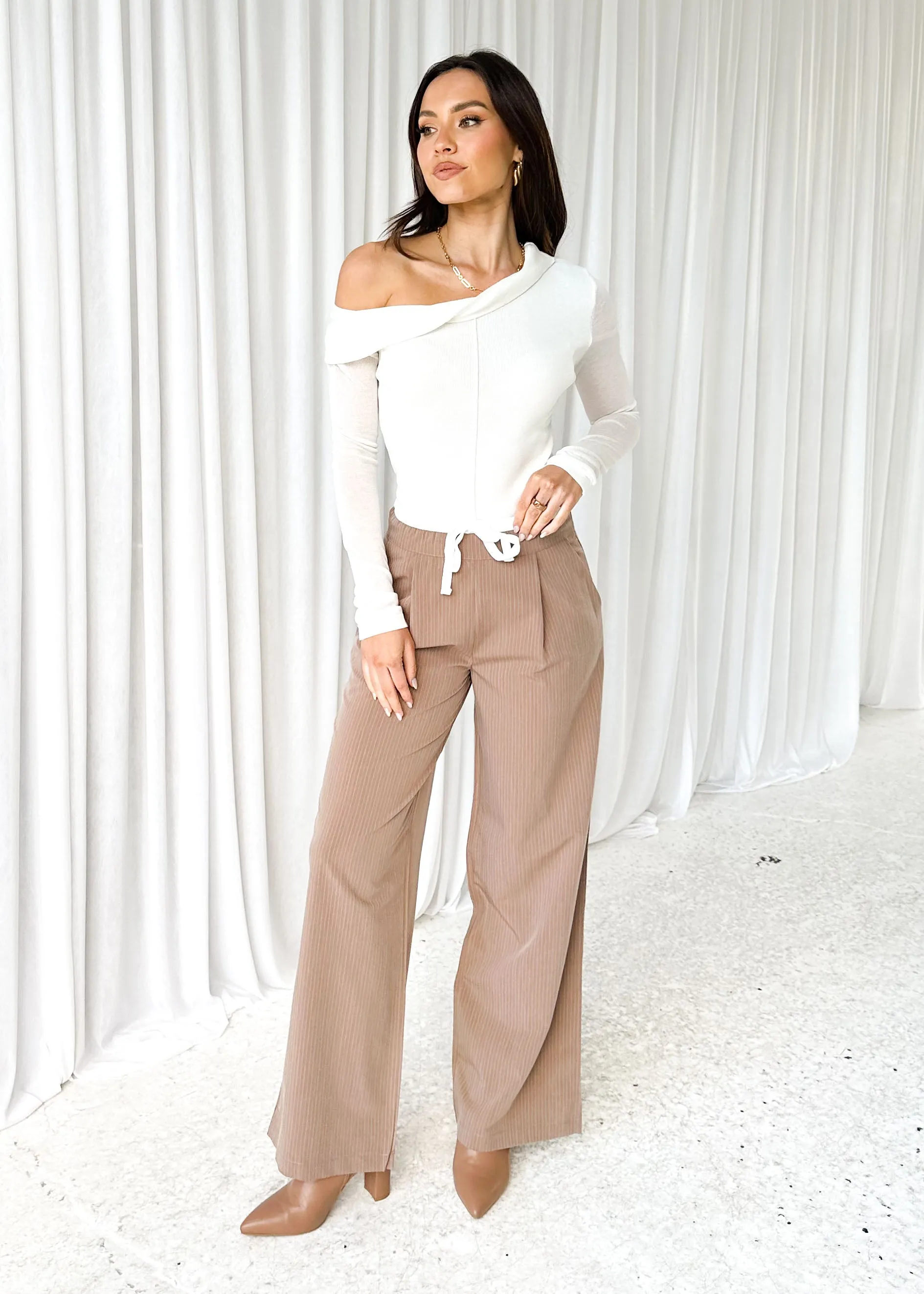 Sadra Pants - Brown Pinstripe