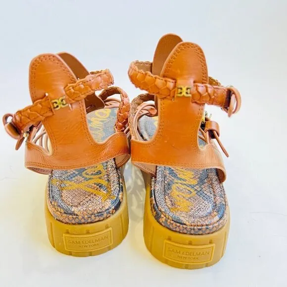 Sam Edelman Geana cross straps chunky soles sandals, Brown , Size 9.5