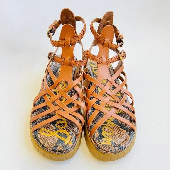 Sam Edelman Geana cross straps chunky soles sandals, Brown , Size 9.5