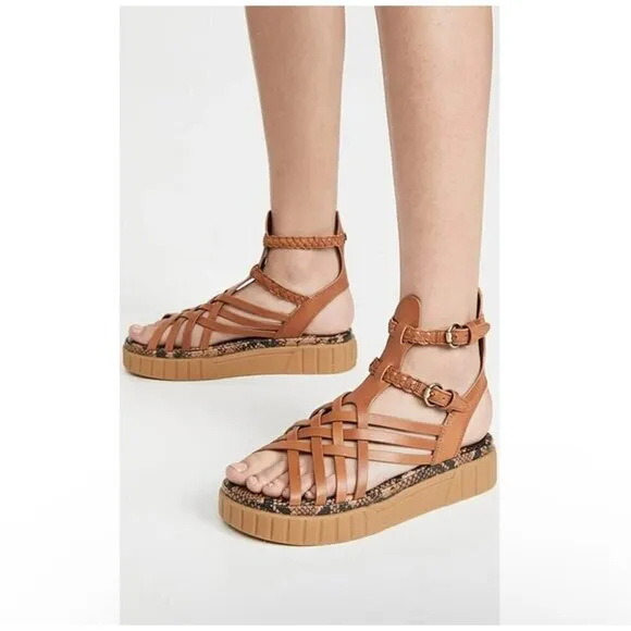 Sam Edelman Geana cross straps chunky soles sandals, Brown , Size 9.5