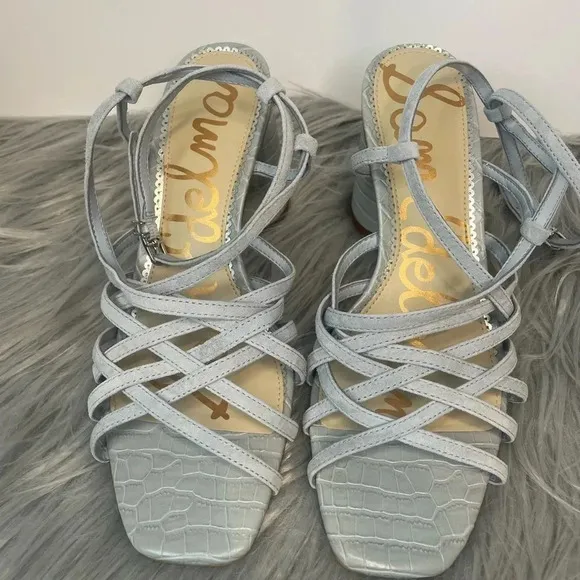 Sam Edelman Womens Daffodil 8 US Strappy Block Heel Sandals Light Blue