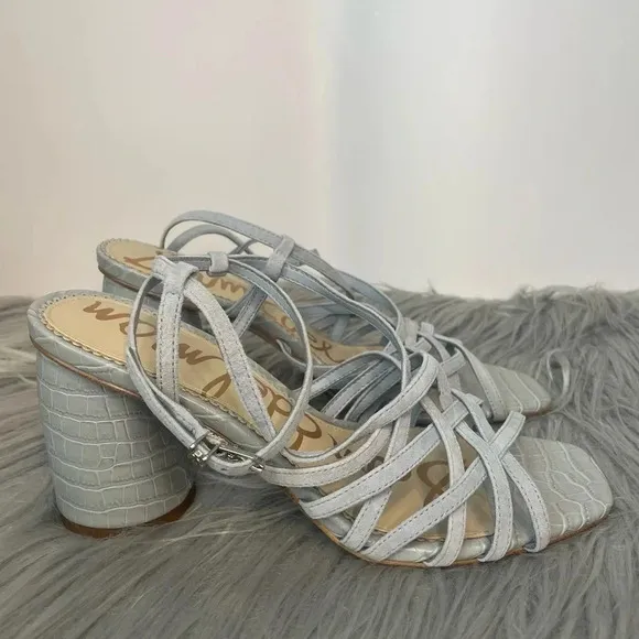 Sam Edelman Womens Daffodil 8 US Strappy Block Heel Sandals Light Blue