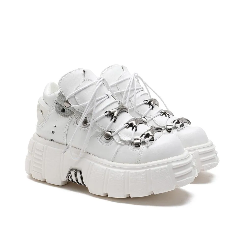 Shoes Lace-up Platform Shoes Metal Decor Gothic Ankle Boots