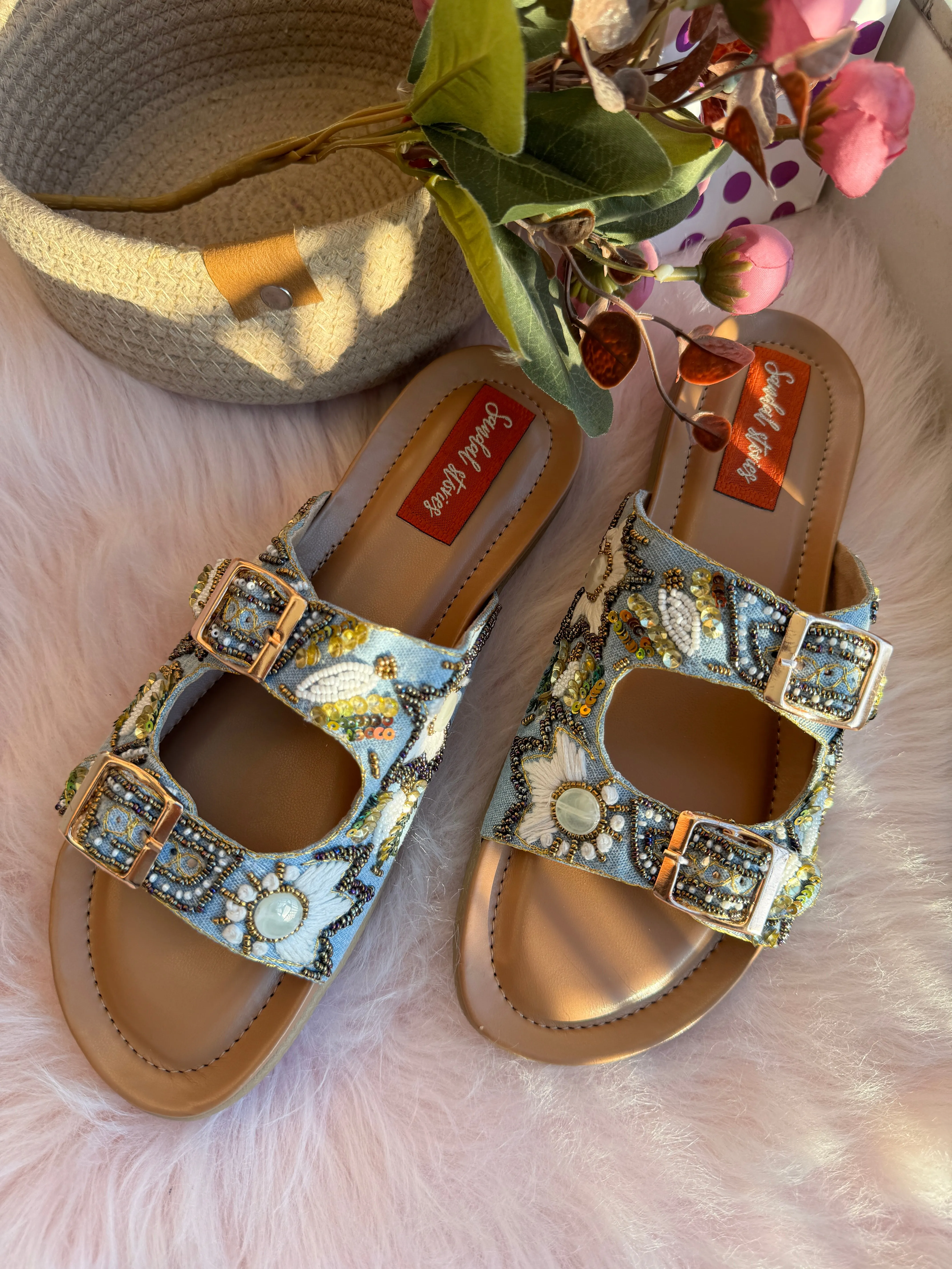 Sky Blue Luxe Comfort Sandals with Doctor Sole