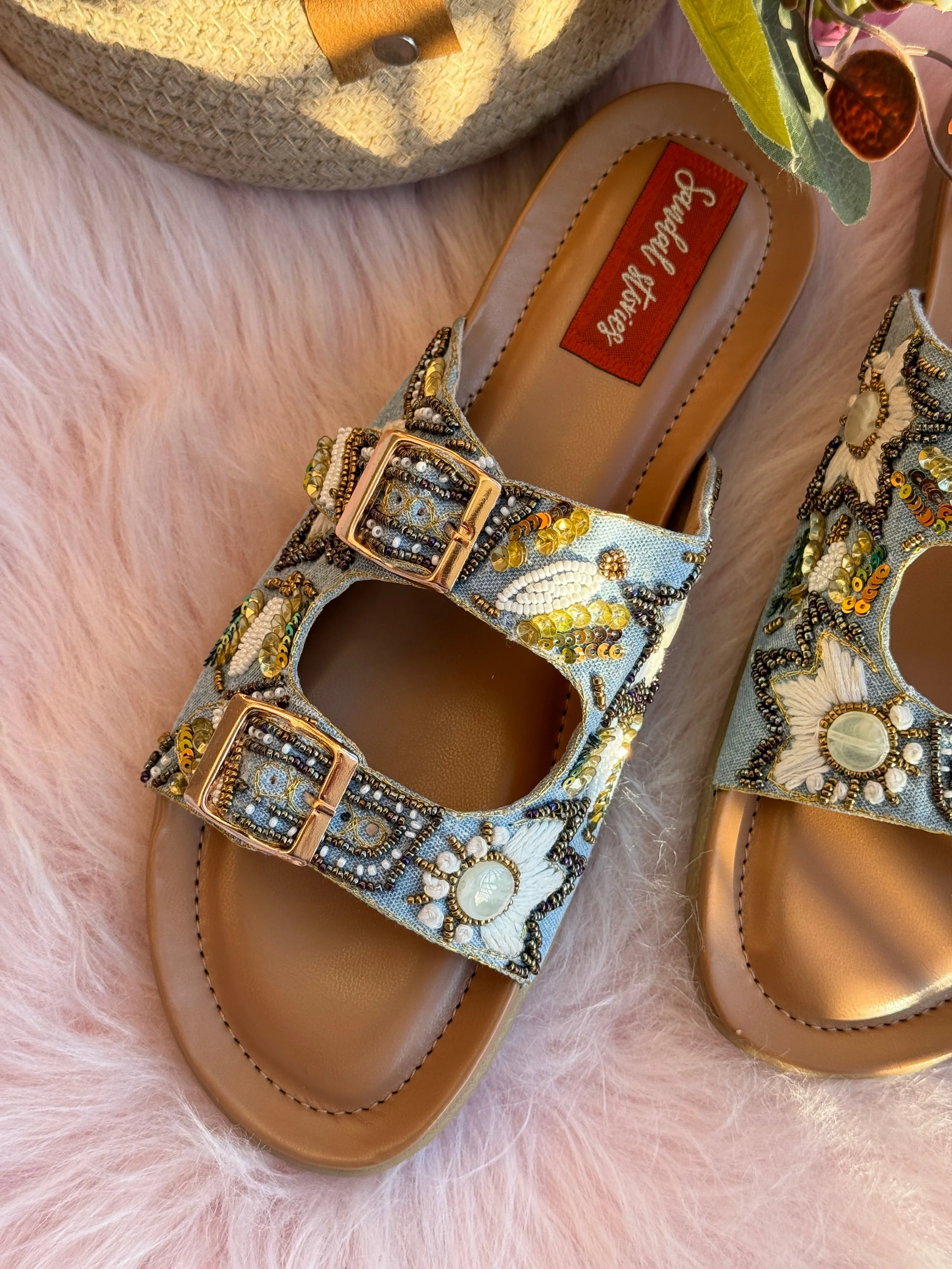 Sky Blue Luxe Comfort Sandals with Doctor Sole