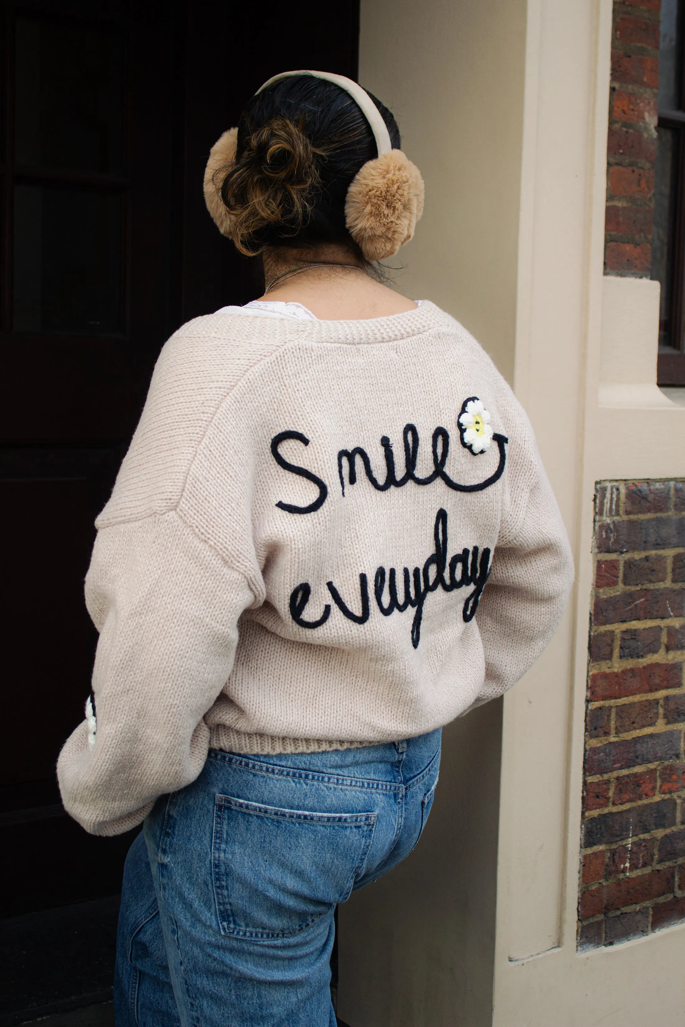 Smile Everyday Flower Knit Cardigan