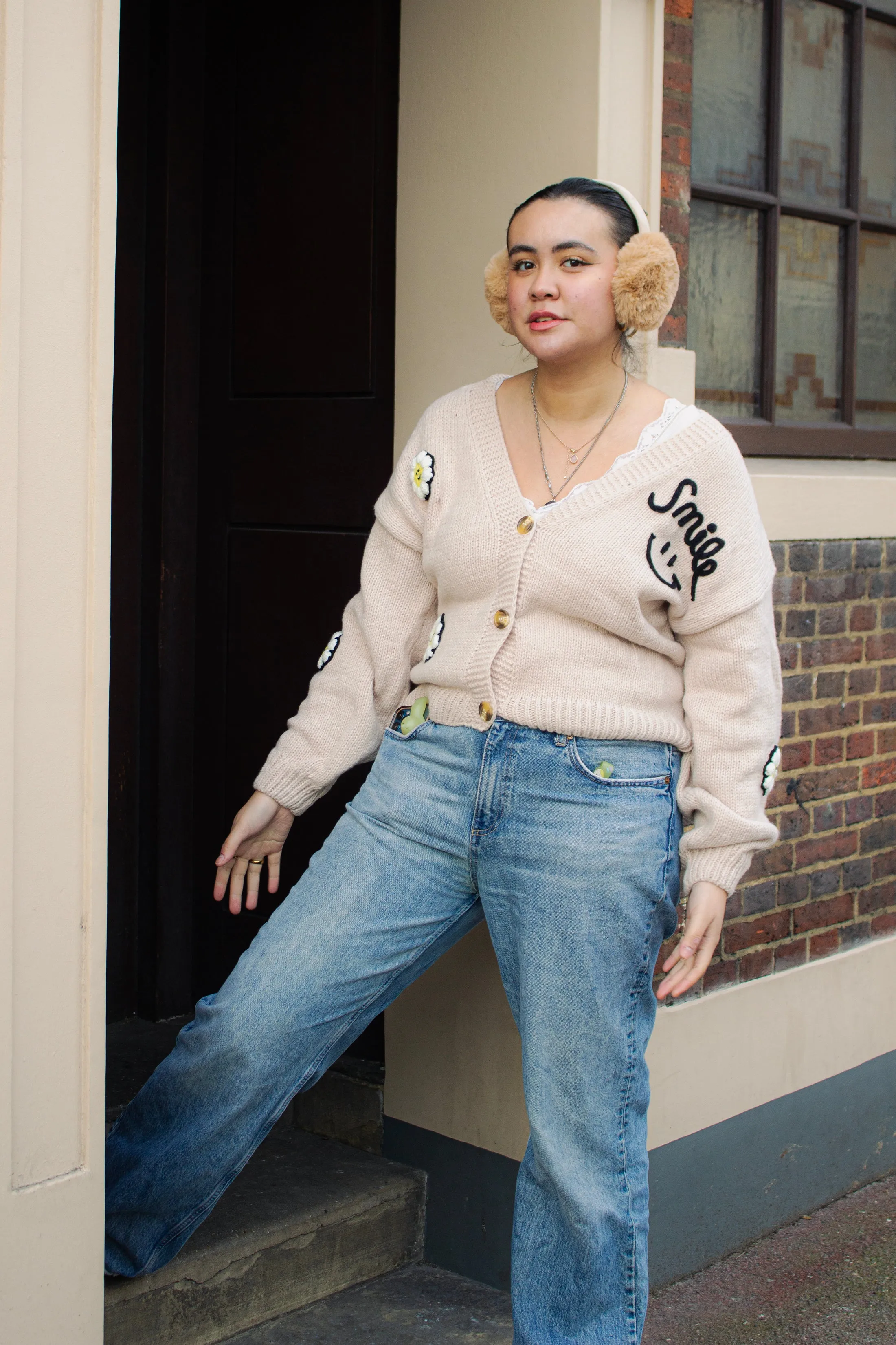 Smile Everyday Flower Knit Cardigan