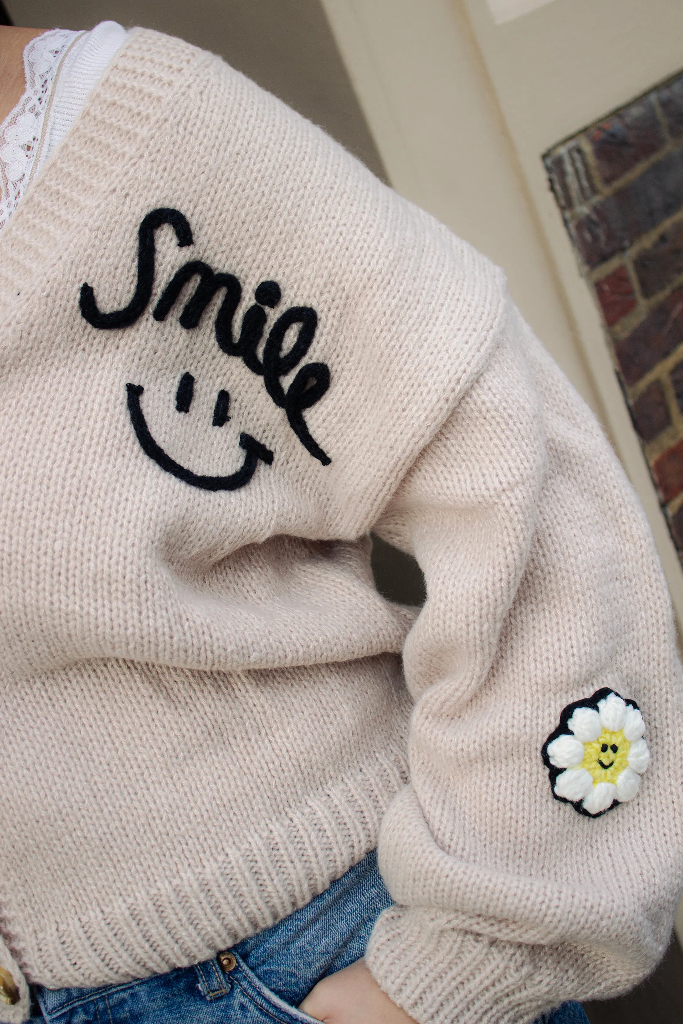 Smile Everyday Flower Knit Cardigan