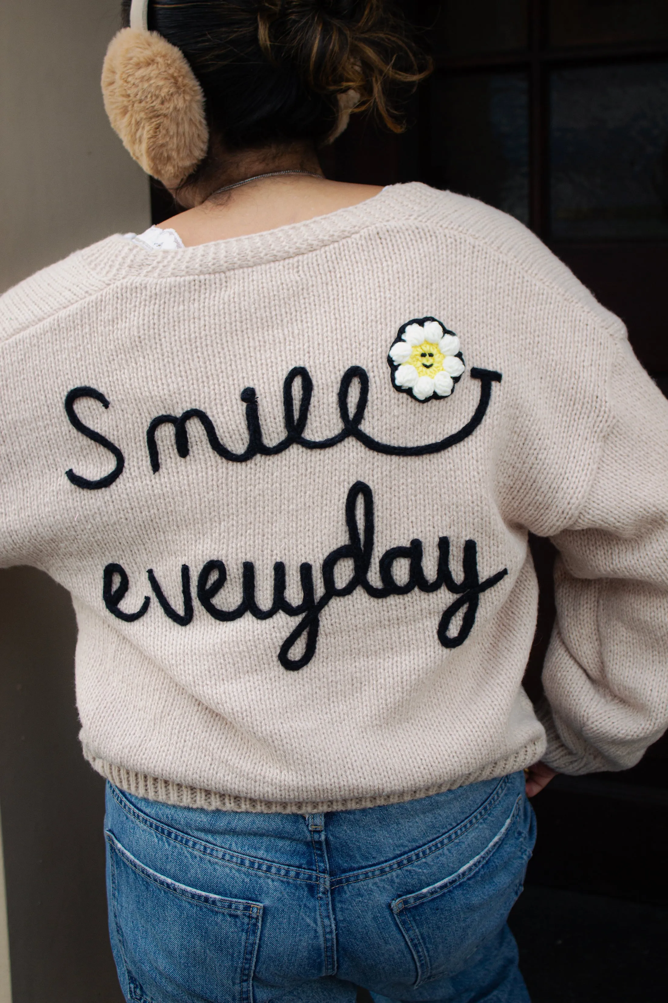 Smile Everyday Flower Knit Cardigan