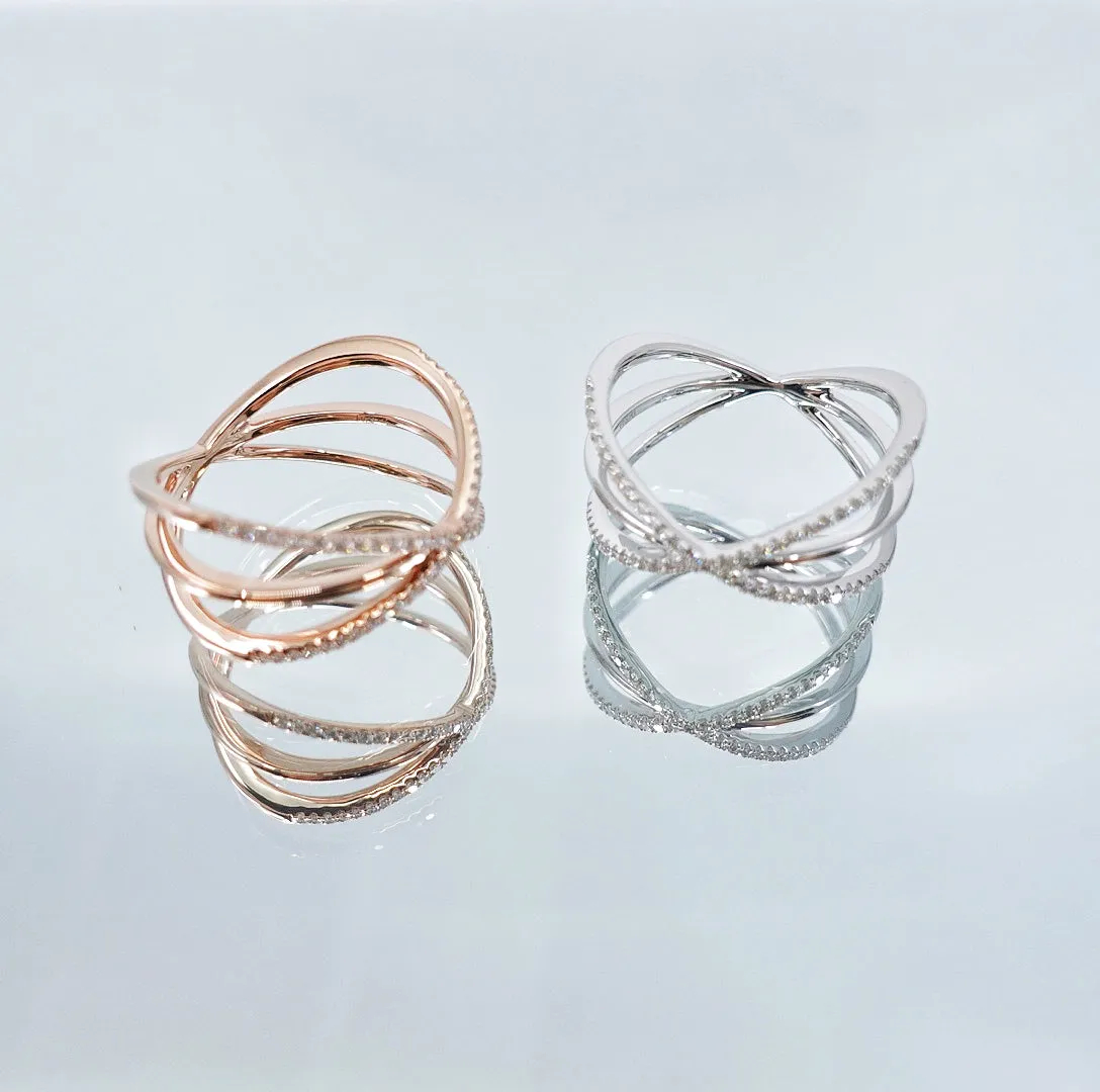 Star Orbit Diamond Triple Ring 9K